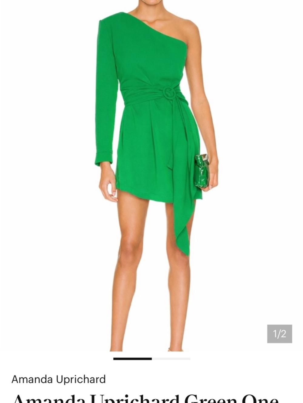 Amanda Uprichard Emerald Green One-Shoulder Mini Dress w/ Sash - Kentucky Derby